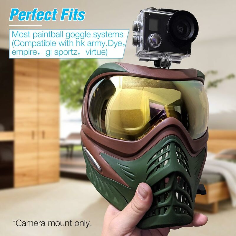 Montura de cámara para gafas de Paintball, montura de cámara duradera para filmación dinámica en gafas de Paintball, protección facial