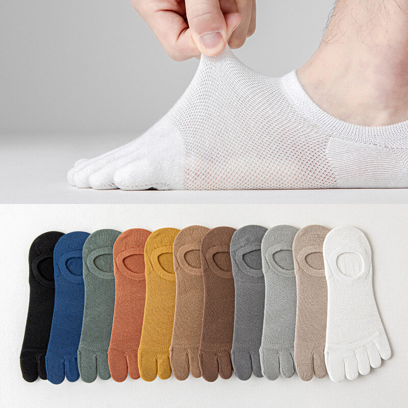 1 Pair Men's Socks Fashion Casual Soft Breathable Finger Boat Sock High Quality Mesh Casual Sox for Male Sweat-absorbing