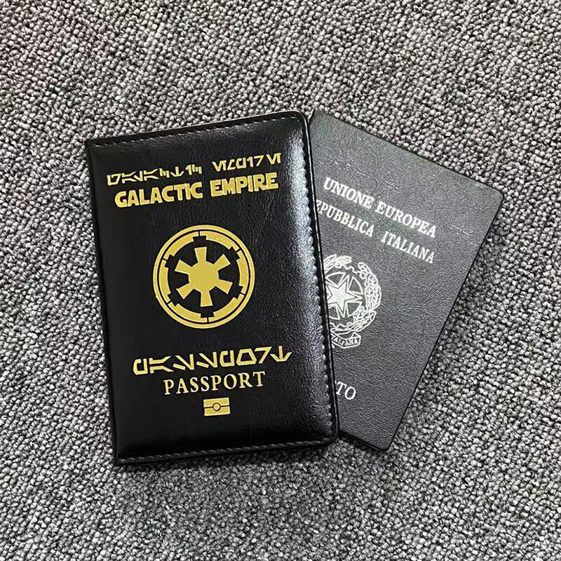 Funda para pasaporte Galactic Empire, funda negra de cuero Pu para pasaporte, billetera de viaje, soporte para pasaporte