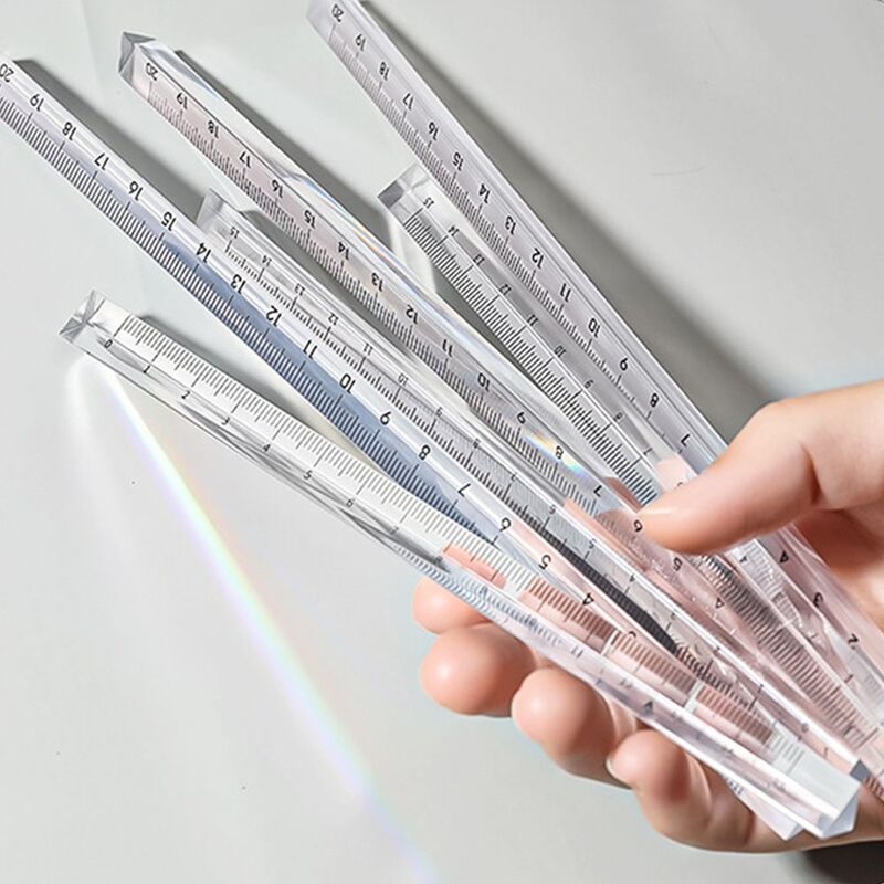 Acrylic Scale on Both Sides Accurate Students Stationery Measuring Tools Transparent Straight Ruler Triangular Rulers