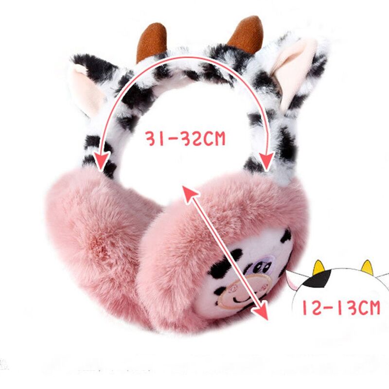 Rabbit Fur Spotted Earmuffs para meninas e mulheres, Plush Rabbit Earmuffs, Warm Eyarmuffs, Cute Headband