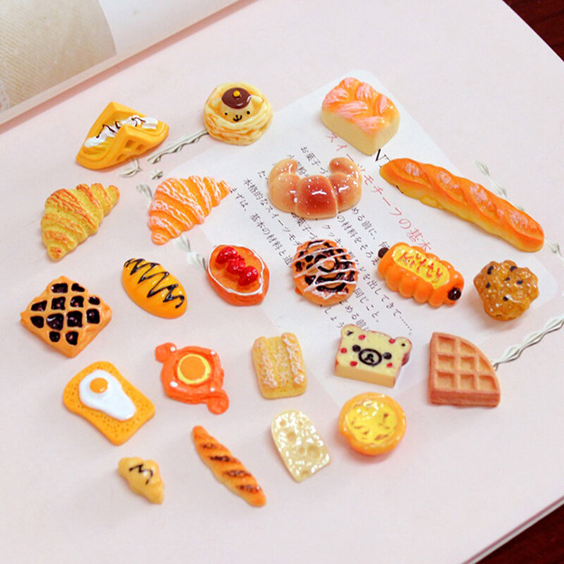 3PCS Dollhouse Miniature Artificial Fake Food Cake bread biscuit Model Kitchen Food Accessories For Doll House Decor Kids Toys