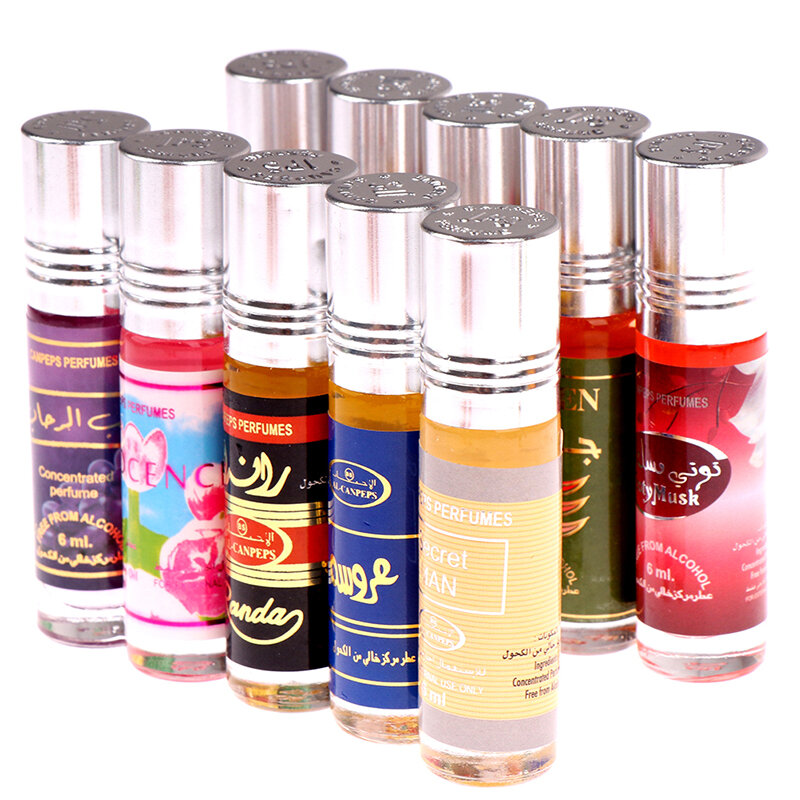 Perfume muçulmano roll-on para muçulmanos, óleo essencial natural, corpo perfumado, duradouro, fragrância sem álcool, floral, 6ml