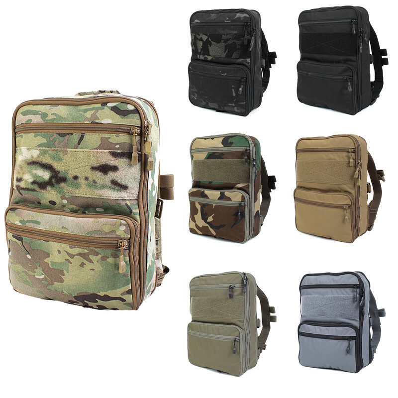 Zaino tattico militare, D3 Flat Pack Plus borsa a tracolla espandibile multifunzionale per softair Paintball e caccia