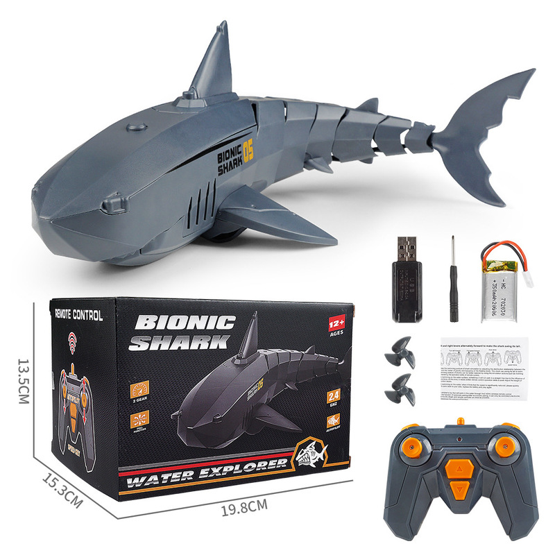 Grande tubarão de controle remoto elétrico recarregável subaquática surpresa brinquedo crianças piscina ao ar livre festa brinquedo