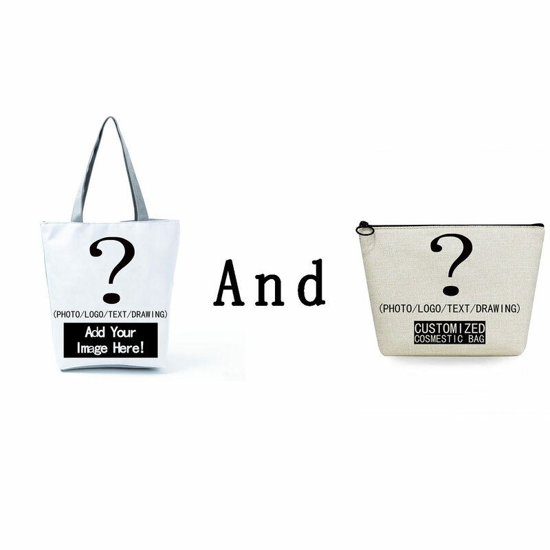 Personal Custom DIY Logo Tote Handbag And Makeup Bag