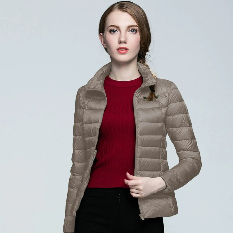 Women Lightweight Warm White Duck Down Coat Parka Autumn Winter Slim Jacket Coats Female Portable Outwear