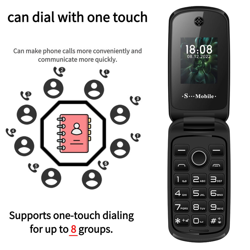 Ponsel plastik Flip Mini, Tombol silikon besar kamera panggilan kecepatan Radio FM Whatsapp Game penutup Harga Rendah ponsel dua SIM
