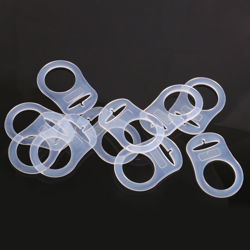 10 Pcs Button Silicone Ring Mam Pacifier Holder Mannequin Clip Adapter Transparent