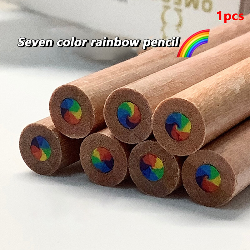 Lápis de madeira multicoloridos, 7 cores, Manual DIY, Especial, Gradiente, Arco-íris, Arte, Desenho, Colorir, Esboçar, 1pc