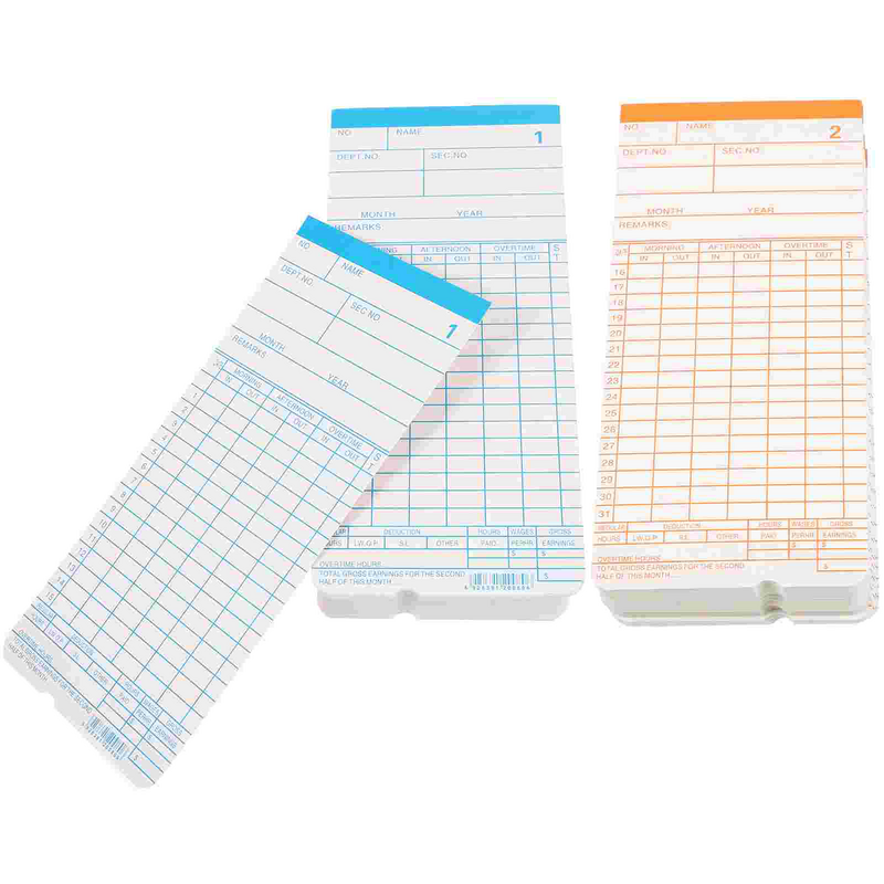 Attendance Punch Card Cards Papers Time Supply Double-sided Employee Clock Record Office Supplies Recording Use Work