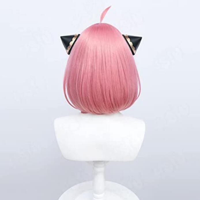 Anime Anya Forger parrucca Cosplay Anime fibra Cosplay parrucca sintetica fumo rosa capelli corti