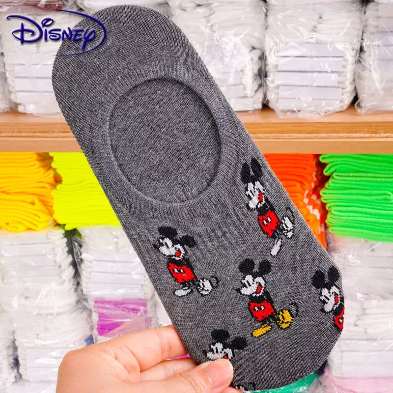 Disney Nam Mới Tất Hoạt Hình Mickey Minnie Họa Tiết Đôi Tất Cotton Nam Size Lớn Cổ Tất
