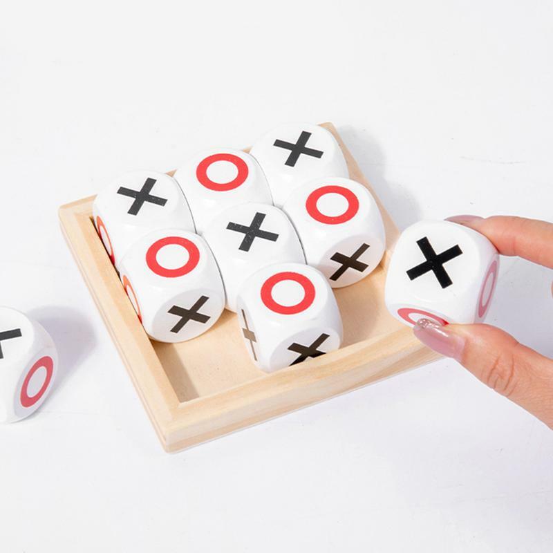 กระดานไม้เกมสำหรับเด็กเกมแบบโต้ตอบ XO tictactoe ของเล่นไม้เพื่อการศึกษาปฐมวัยเกมเติมเต็มกระเป๋าของขวัญวันเกิด