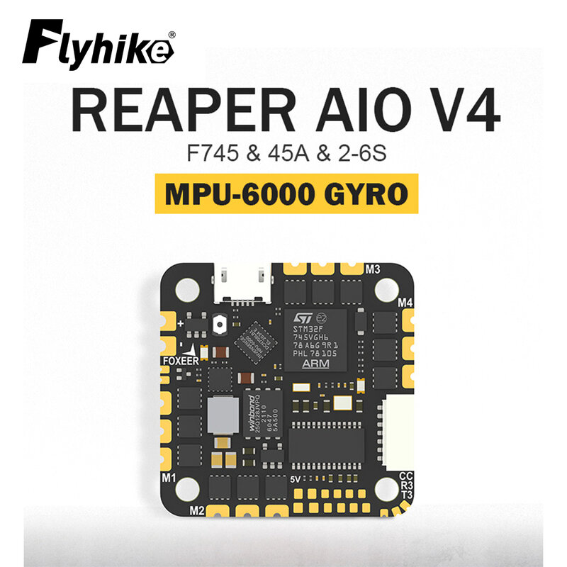 Foxeer Reaper F745 AIO V4 MPU6000 45A BLS 2-6S dshot ESC F7ควบคุมการบินสำหรับ caddx HD vtx 25.5x25 5มม. โดรนแข่ง