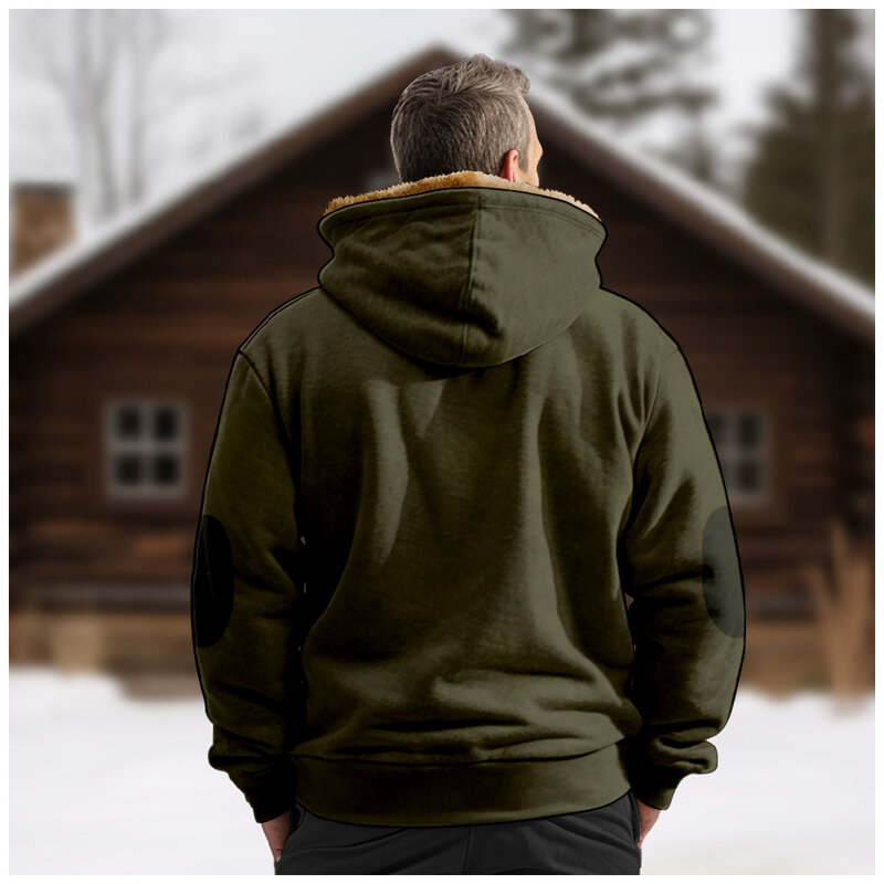 Sweater berkerudung pola kreatif baru, dengan cetakan kasual lengan panjang Sweater ritsleting mantel katun tebal musim dingin A04