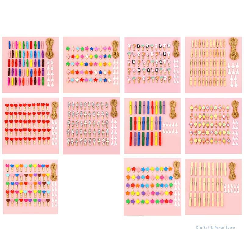 M17F 50 pièces Mini pinces à linge pince Photo couleurs assorties petites pinces à vêtements pour artisanat Photos ensembles