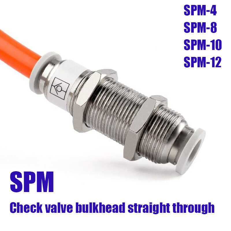 1 Pcs SPM OD 4 8 10 12mm Pneumatic Bulkhead Fitting Quick Connector Air Water Hose Tube Connectors Plastic Push Into Plug