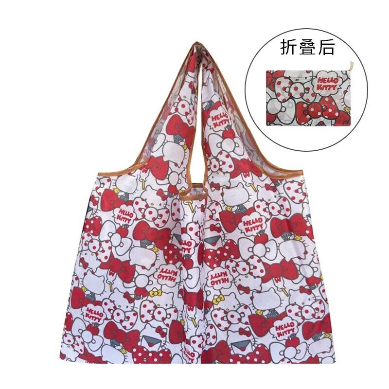 Sanrio маленькая складная сумка для покупок аниме Hello Kitty Kuromi Melody Cinnamoroll Полиэстеровая Экологически чистая сумка мультяшная сумка через плечо
