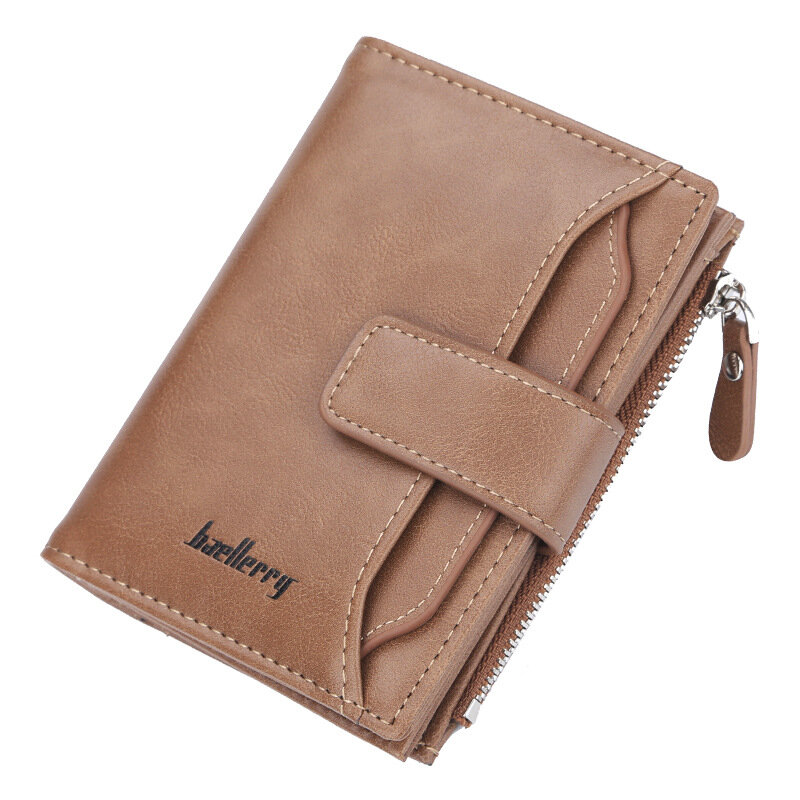Men Wallet PU Leather Fashion Large Capacity License Card Holder Men Purse Short Zipper Male Fold Wallets
