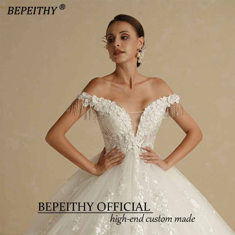 Женское свадебное платье без рукавов BEPEITHY, белое кружевное платье цвета слоновой кости с v-образным вырезом и открытыми плечами, 2022