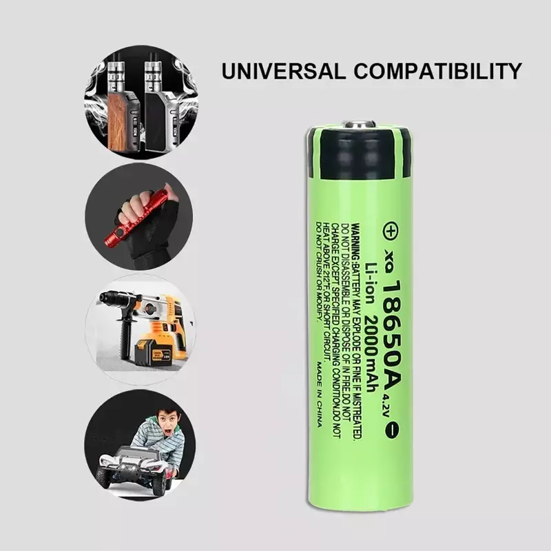 Batterie au lithium aste avec lampe de poche LED T6, 4.2V, 2000mAh, 18650, puissance 24.com 255.Décharge 18650 HD Cell