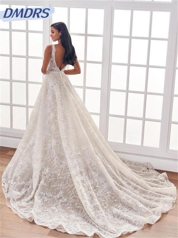 Gaun pengantin sederhana bahu terbuka 2024 gaun pernikahan elegan applique gaun panjang lantai A-Line romantis Vestidos De Novia