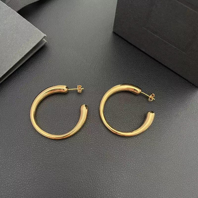 New Europe Famous Designer 24K Gold Plating Big Small Circled Earring Women Luxury Jewelry Trend