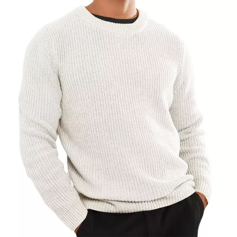Suéter de Color sólido para hombre, jerseys de punto con cuello vuelto, Jersey cálido de alta calidad, suéteres informales ajustados, Otoño e Invierno