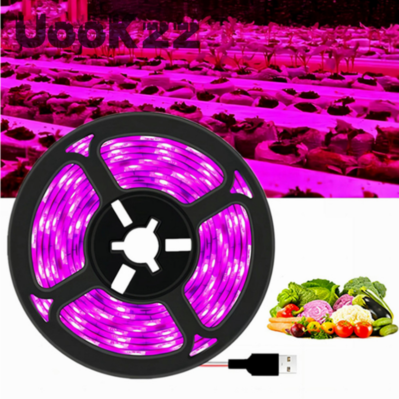 Uookzz dc 5v usb led wachsen licht volles spektrum 1-5m pflanzen licht wachsen led streifen phyto lampe für gemüse blumen sämling wachsen zelt