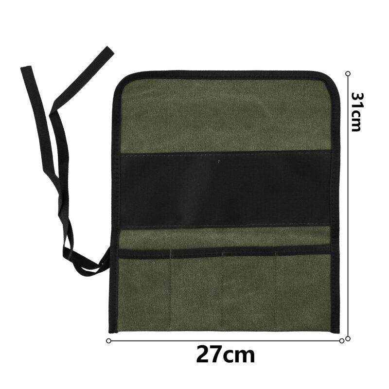 Tas alat gulung 33x27cm Aksesori alat gantung hijau banyak kegunaan mengatur banyak saku kain Oxford baru