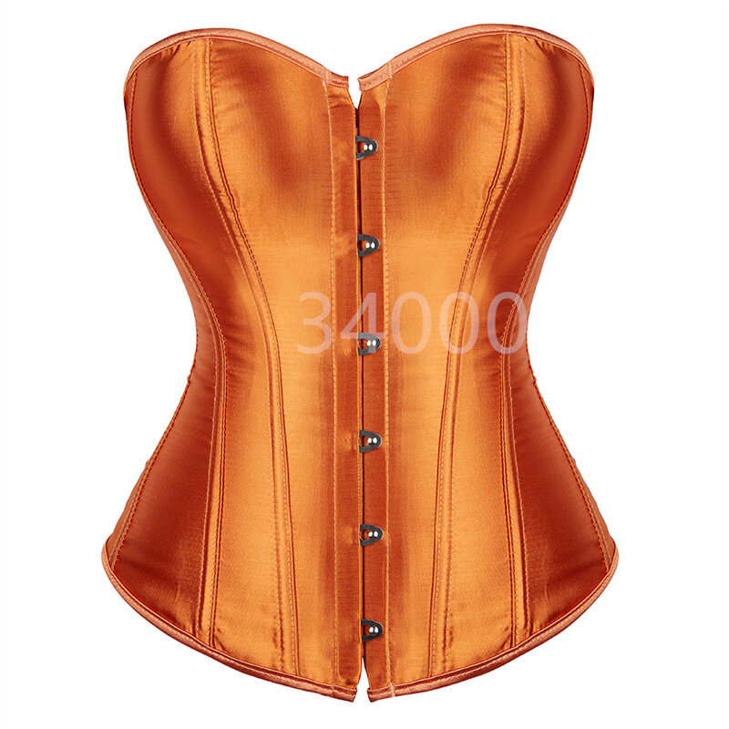 Caudatus korset Bustier atas untuk wanita korset Overbust Satin seksi renda korselet brokat gaya antik Korsett ukuran besar oranye