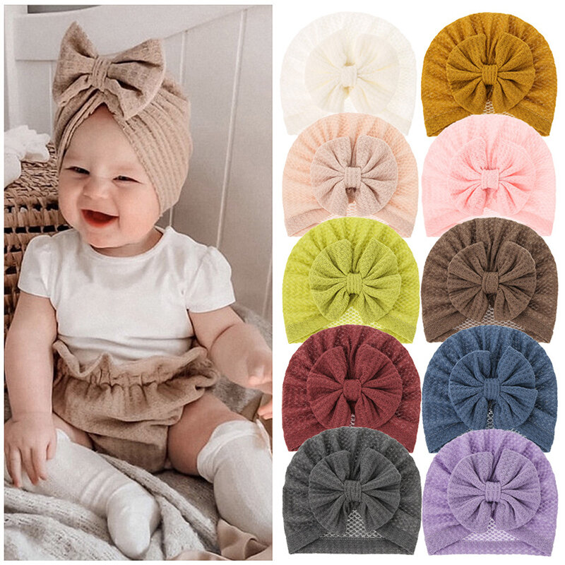 Diademas de Color liso para bebé, turbantes de algodón para bebé, envoltura para la cabeza para recién nacido, gorro para niña, accesorios para el cabello para bebé