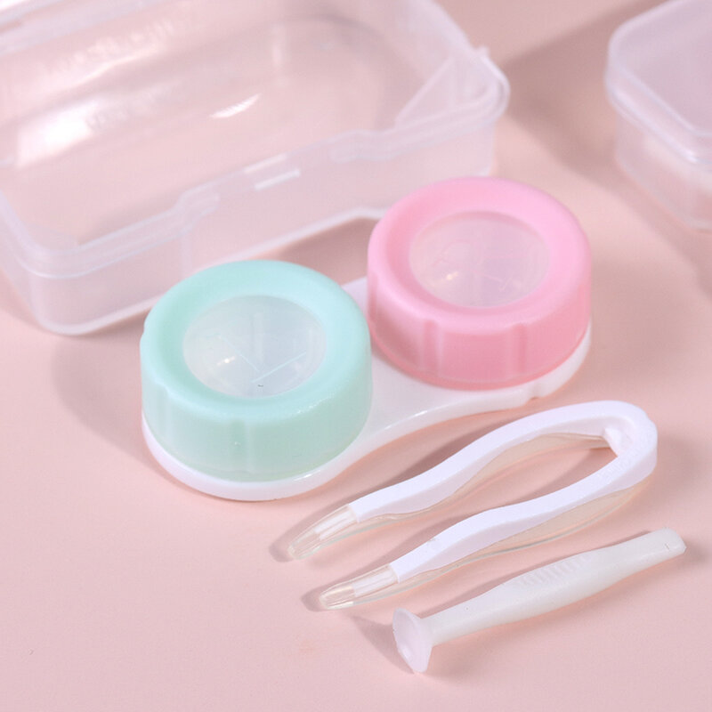 1PC Simple Contact Lens Case Box Eyewear Accessories Cute Travel Box Container For Lenses Cute Companion Box