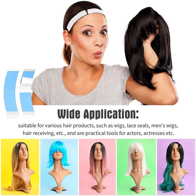 Cinta de encaje frontal para peluca, cinta adhesiva de doble cara, impermeable, en forma de C, 288 unidades