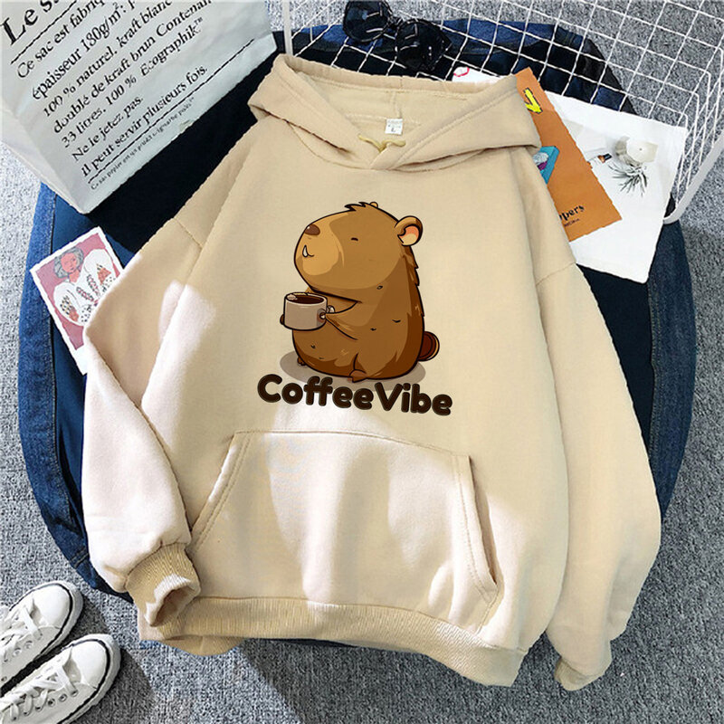 Capybara hoodies women funny long sleeve top sweat y2k anime sweater female long sleeve top pulls