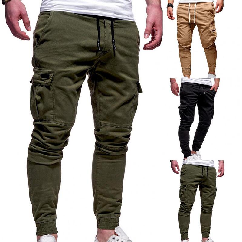 FJFASHION-Pantalon multi-poches pour hommes, décontracté, résistant, slim