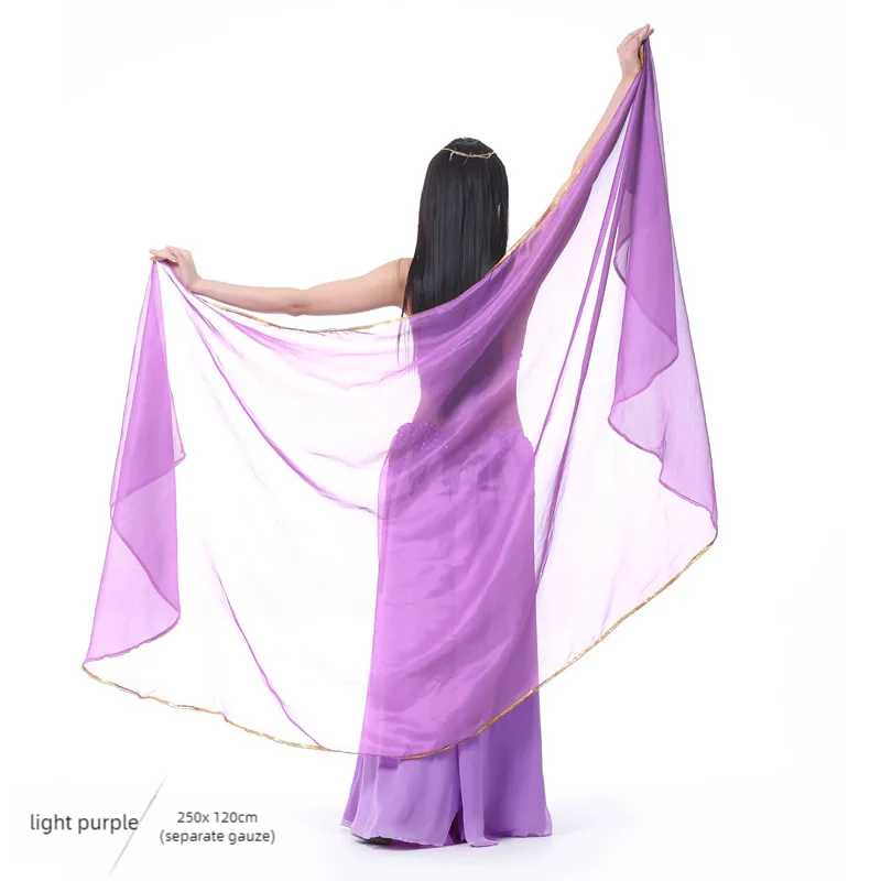 Bufanda semicircular de gasa para danza del vientre, accesorios de mano, 250x120cm