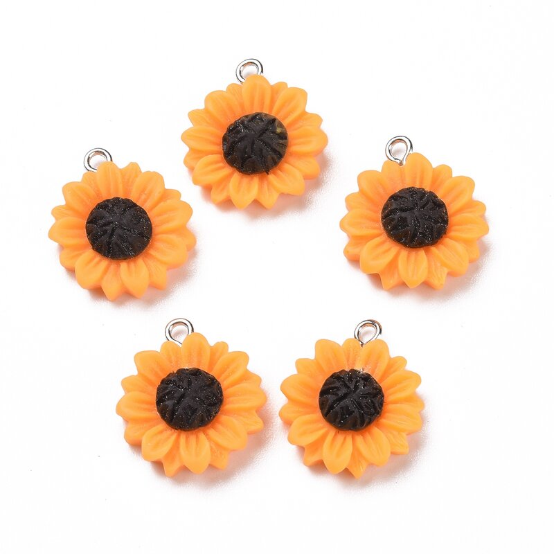 30pcs Daisy Flower Resin Pendants Dangle Earring Charms with Iron Loops for Jewelry Making DIY Bracelet Necklace