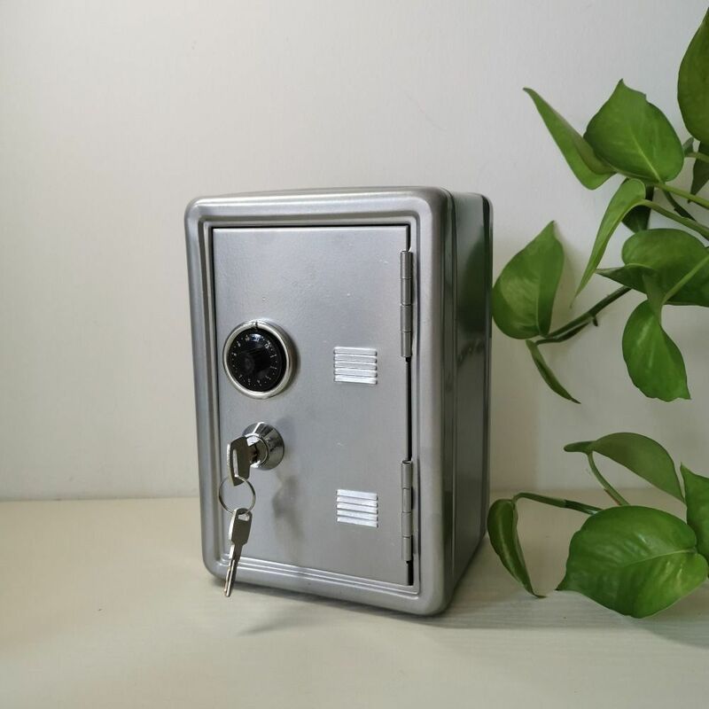 Kotak asuransi rumah tangga Mini, alat keamanan Dekorasi Desktop Warna polos kreatif, kunci pengaman logam vertikal