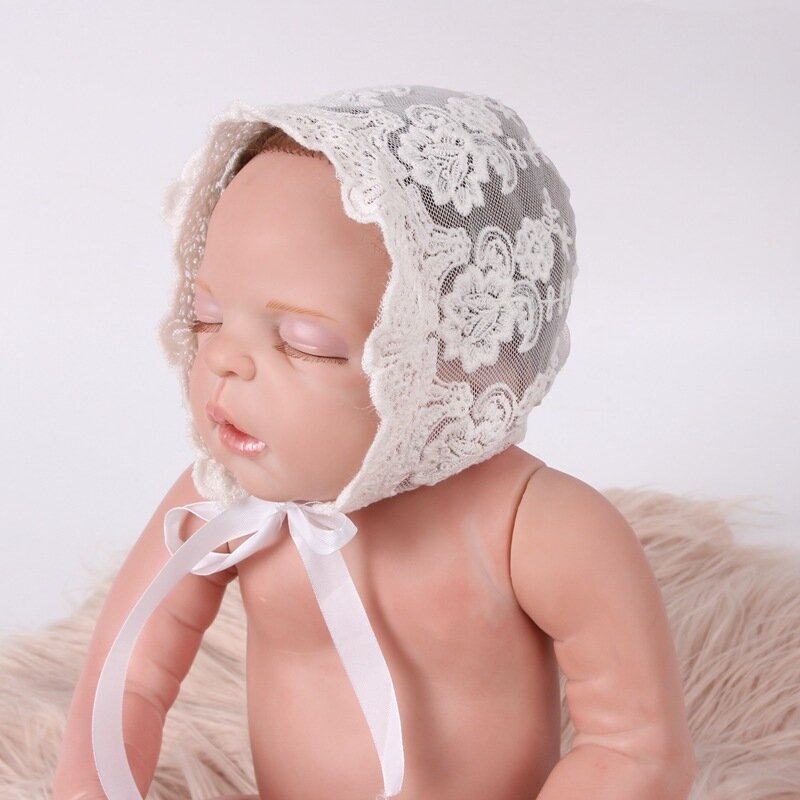 Sombrero de encaje de punto para fotos de bebé, sombrero de princesa con flores pequeñas, accesorios de fotografía para recién nacidos, gorro de bebé lindo, nuevo