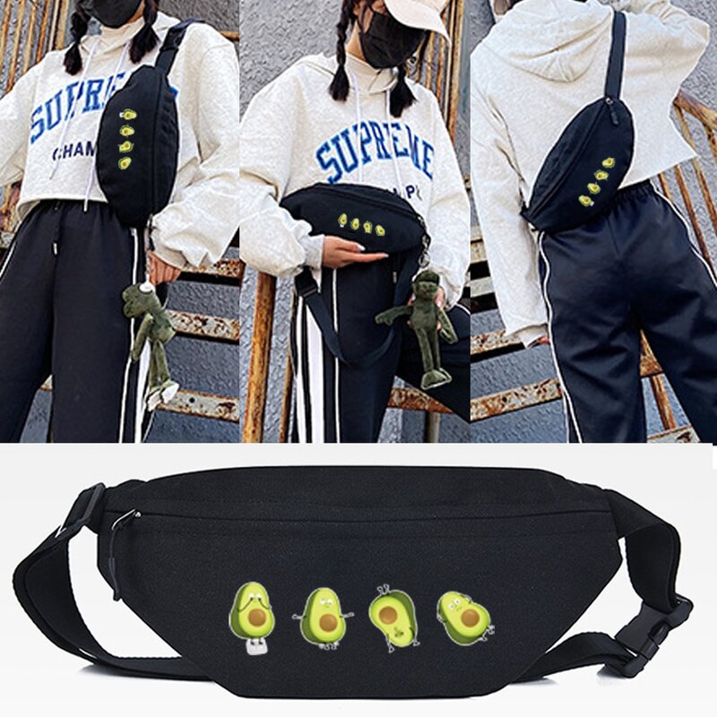 Saszetki na pas męskie damskie saszetki sportowe torba na klatkę piersiową modne okulary przeciwsłoneczne z nadrukiem awokado portfel podróżująca alpinistyczna torba na telefon