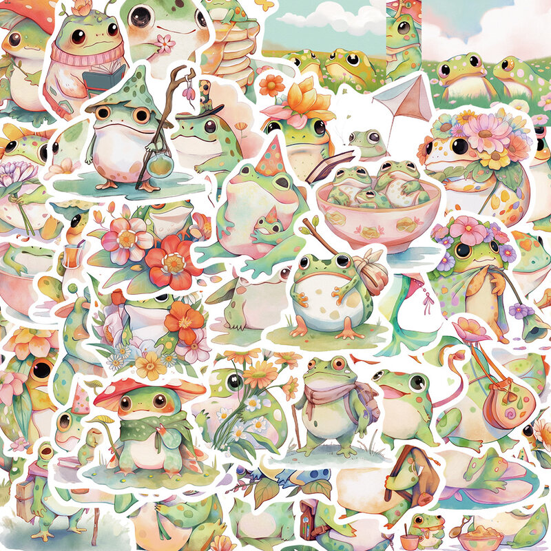 10/30/50PCS Cute Cartoon Colorful Funny Fat Frog Stickers DIY Laptop Luggage Skateboard Graffiti Decals Fun for Kid Gift
