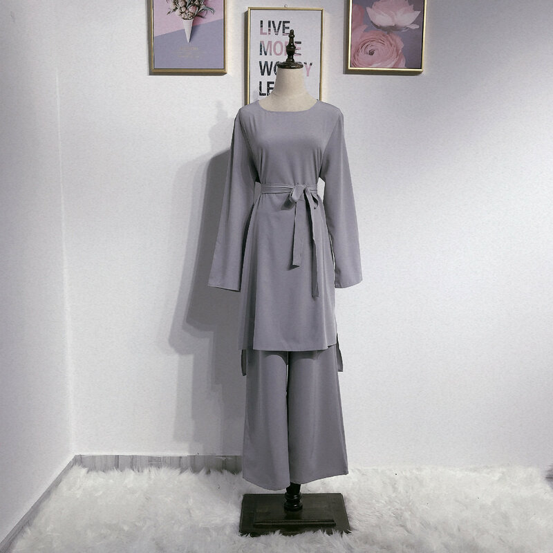 Модное мусульманское кимоно Abaya Рамадан женские комплекты платья Дубай Турция ИД исламский удобный комплект из 2 предметов