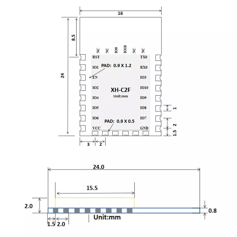 RCmall-piezas de 10 XH-C2F ESP8684H4 WiFi + BLE, módulo de 4MB Flash RISC-V, microprocesador de un solo núcleo de 32Bits, BT5.0, WiFi, 2,4-2,5 GHz