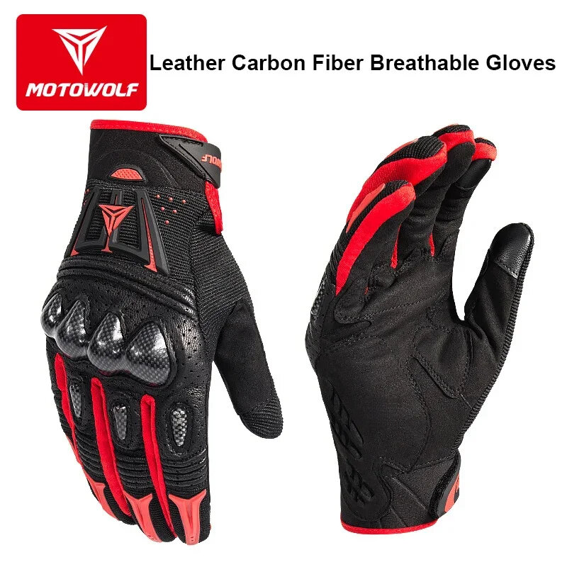 MOTOWOLF Breathable Motorcycle Gloves Summer TouchScreen Offroad Riding Protective Anti-Fall Anti-Shock Wear-Resistant Gloves