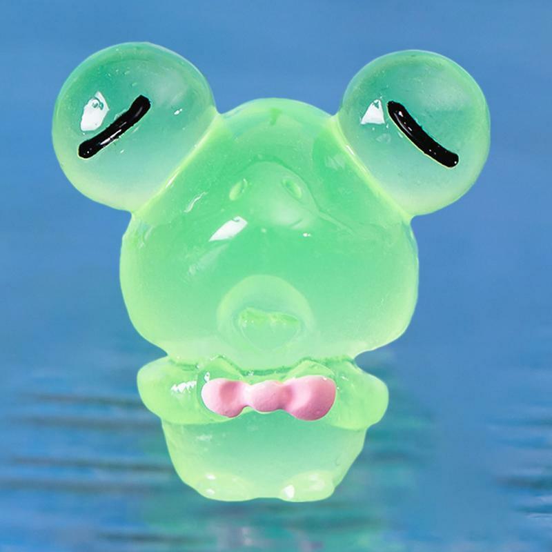 Kodok Mini menyala dalam gelap lucu Resin dekorasi taman kodok patung katak lucu Model hewan Taman Miniatur lumut lanskap
