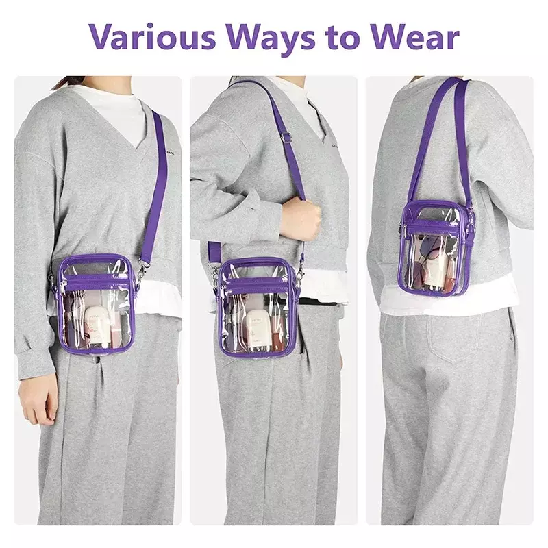 Bolsa de ombro transparente PVC para mulheres, LVB8, bolsa clara, bolsa crossbody mensageiro, bolsa com alça removível