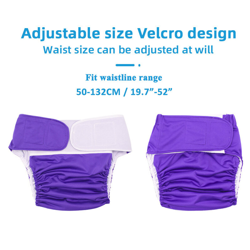 Couche-culotte réutilisable pour adulte, 19.7-52 pouces, couverture anti-fuite, sous-vêtement pour personnes âgées et handicapées