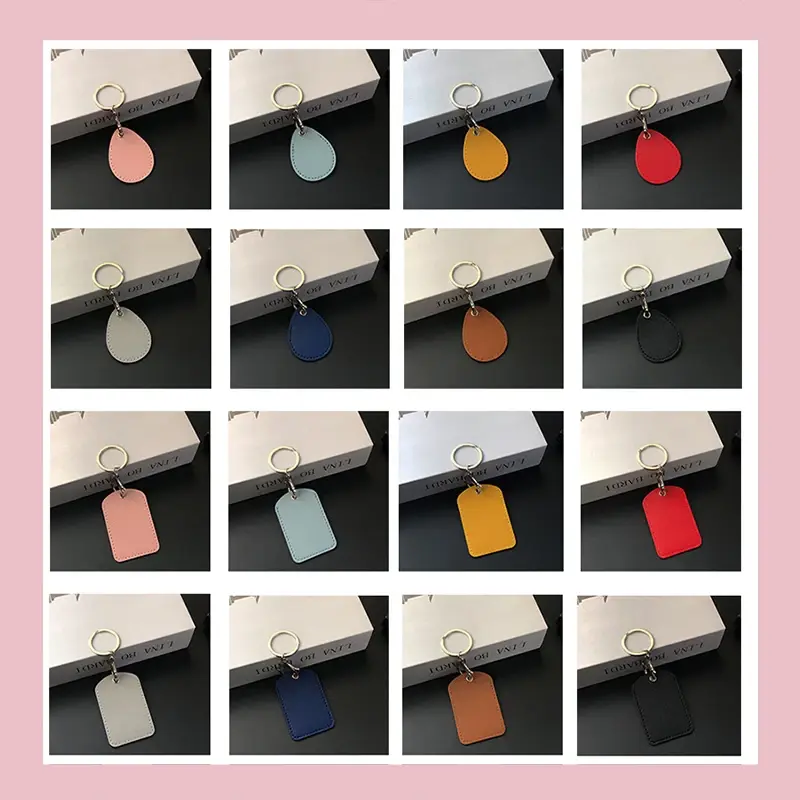 PU Leather Card Holder with Key Ring Water Drop Shaped Key Case Keychain Doorlock Access Control Tags Keyfob Tag ID Card Case
